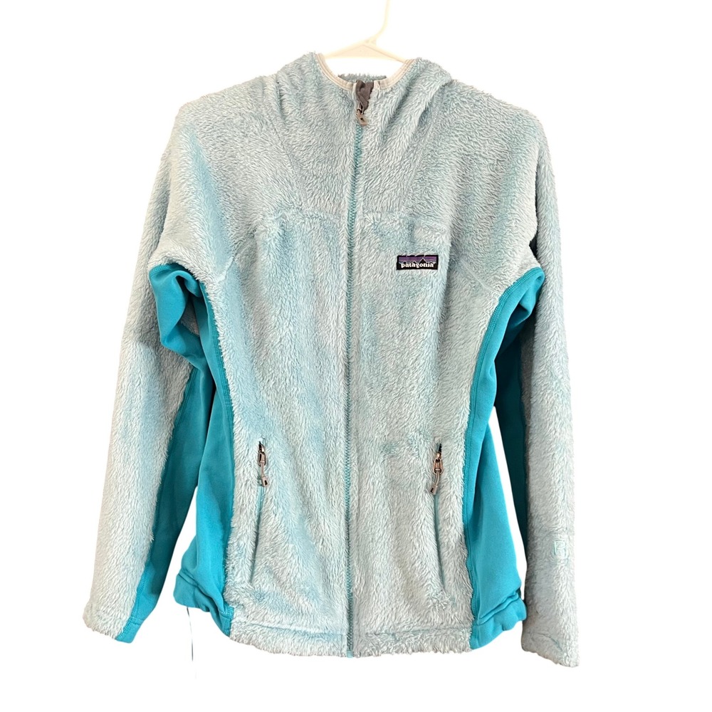 Patagonia R2 Fleece Hoodie Womens Medium Blue Full Zip Polartec Jacket 25148